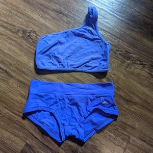 Blue One-Shoulder Sports Bra